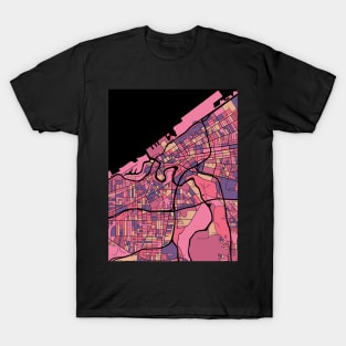 Cleveland Map Pattern in Purple & Pink T-Shirt